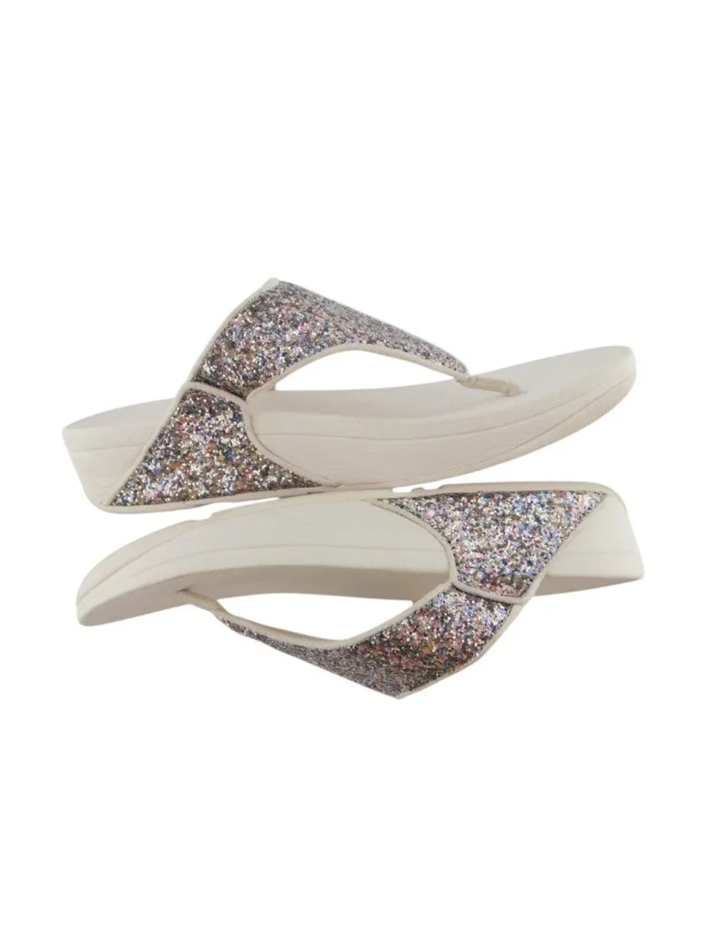 FITFLOP Champagne Glitter Bling Thong Sandals 10